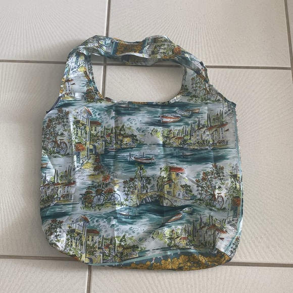 NWT Johnny Was reusable nylon tote bag canal roe boat themed - Picture 2 of 3